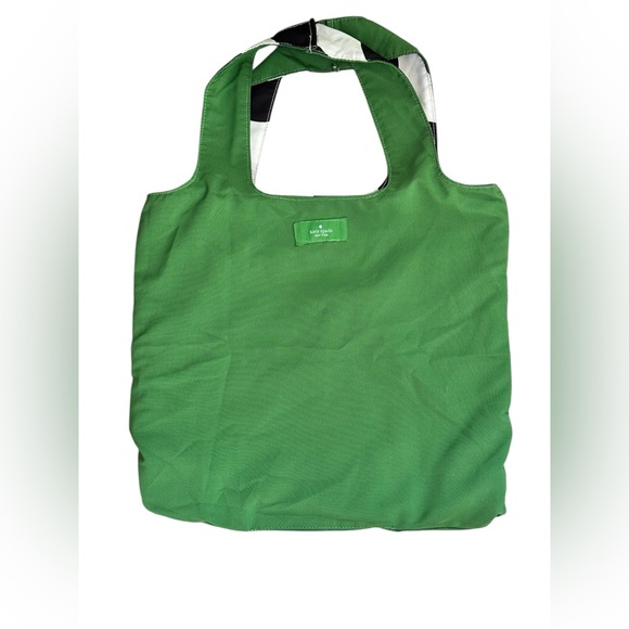 Kate Spade Reversible Tote Black & White Polka Dot / Green Bag - Picture 4 of 7